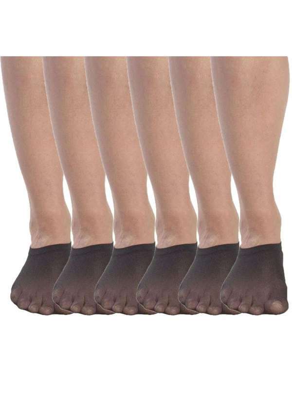 Selene - Kit 6 pares de Meia Selene Sapatilha Fio 40 Feminino - Preto Preto