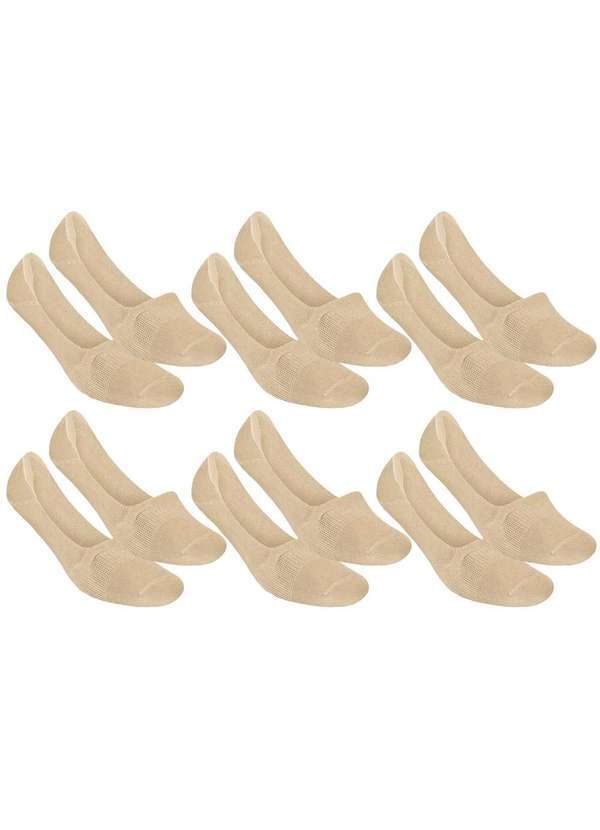 Selene - Kit 6 pares de Meia Selene Sapatilha Invisível Feminino - Nude Nude