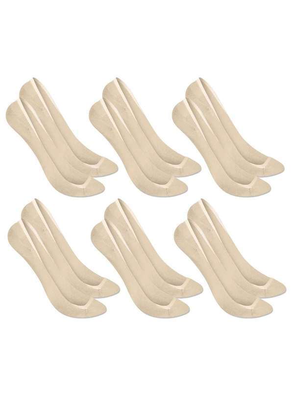 Selene - Kit 6 pares de Meia Selene Sapatilha Super Invisível Feminina Nude