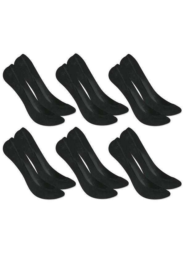 Selene - Kit 6 pares de Meia Selene Sapatilha Super Invisível Feminina Preto