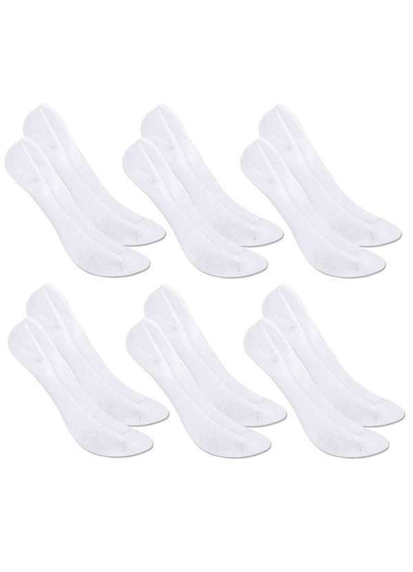 Selene - Kit 6 pares de Meia Selene Sapatilha Super Invisível Feminina Branco