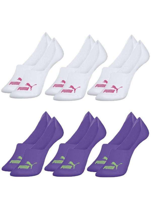 Puma - Kit 6 pares de Meias Puma Sapatilha Invisível Feminina Branco