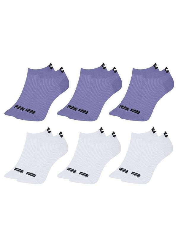 Puma - Kit 6 pares de Meias Puma Sapatilha Logo Feminina Roxo