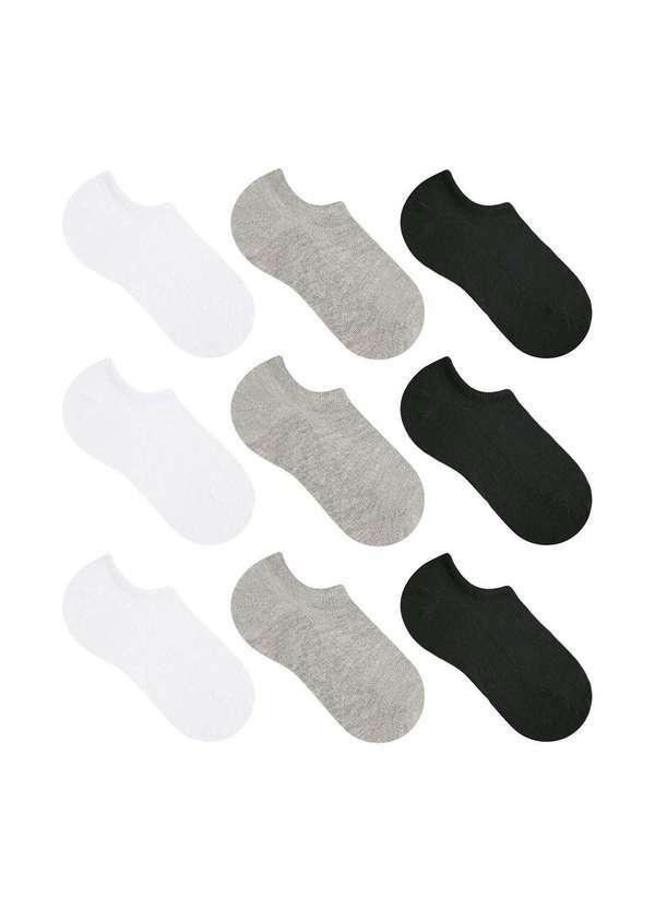 Selene - Kit 9 pares de Meias Selene Sapatilha Esportiva Feminino Branco