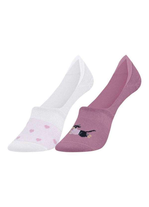 Selene - Kit com 2 pares de Meias Selene Sapatilha Invisível Feminino Branco