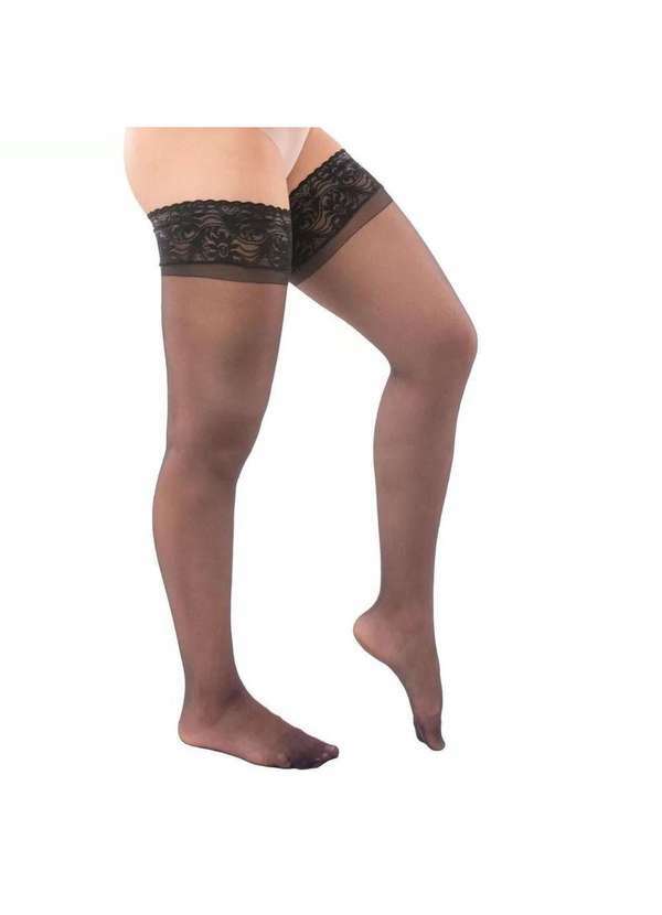 Selene - Meia 7/8 Selene Renda e Silicone Fio 15 Feminina Preto