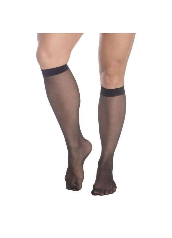 Selene - Meia Selene 3/4 Transparente Fio 15 Feminina - Preto Preto