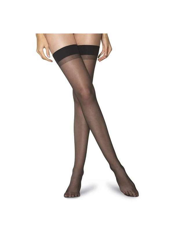 Selene - Meia Selene 7/8 Transparente Fio 15 Feminina - Preto Preto