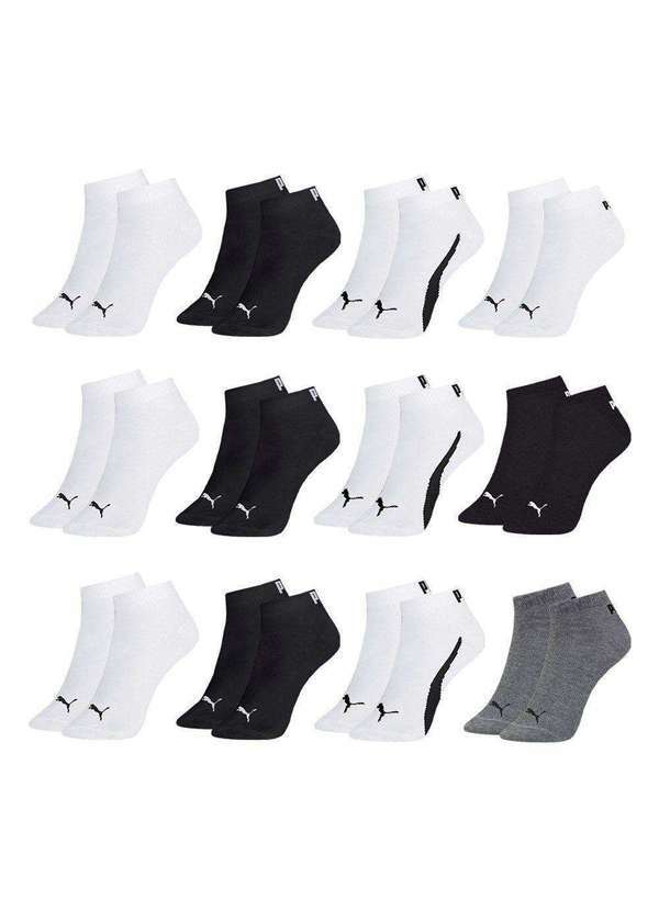 Puma - Kit 12 pares de Meias Puma Sapatilha Esportiva Masculina Branco
