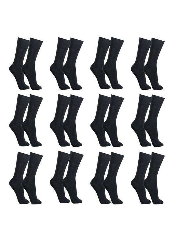 Selene - Kit 12 pares de Meias Selene Social Clássica Masculina Preto