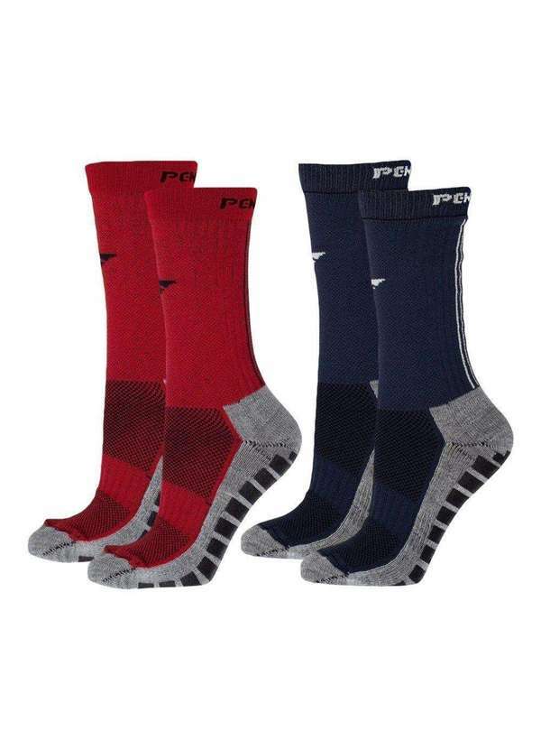 Penalty - Kit 2 pares de Meias Penalty Grip Masculina Vermelho