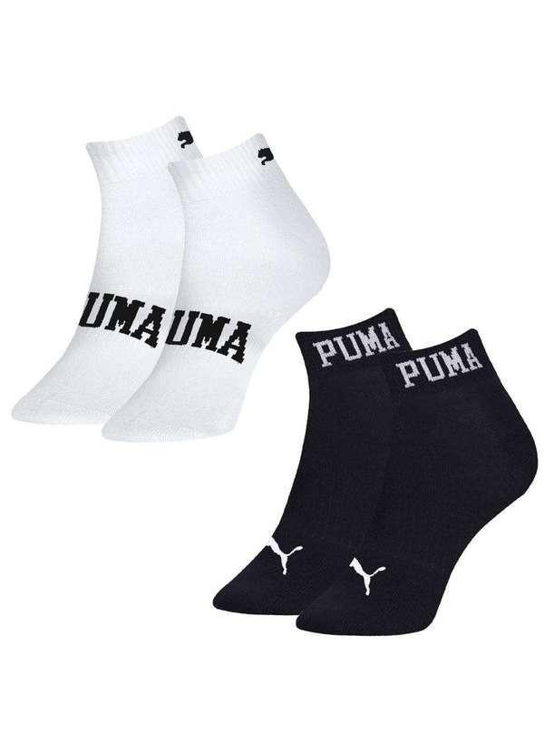 Puma - Kit 2 pares de Meias Puma Esportiva Masculina Preto