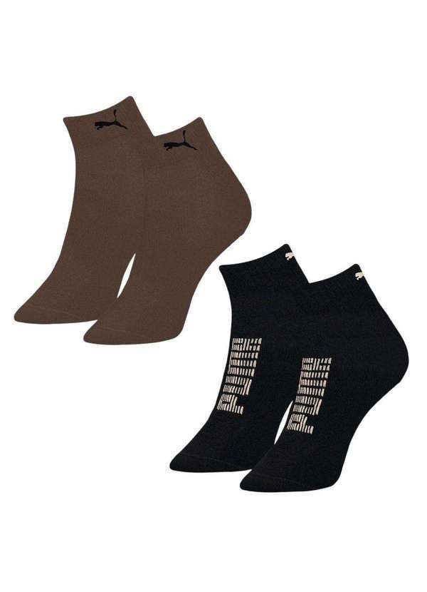 Puma - Kit 2 pares de Meias Puma Esportiva Masculina Preto