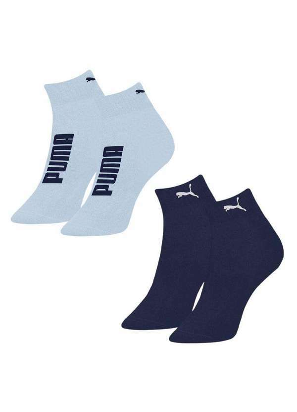Puma - Kit 2 pares de Meias Puma Esportiva Masculina Azul