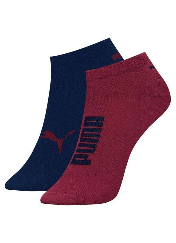 Puma - Kit 2 pares de Meias Puma Sapatilha Esportiva Masculina Azul