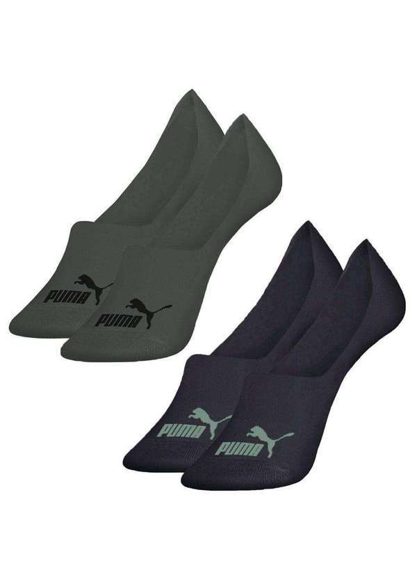 Puma - Kit 2 pares de Meias Puma Sapatilha Invisível Masculina Verde