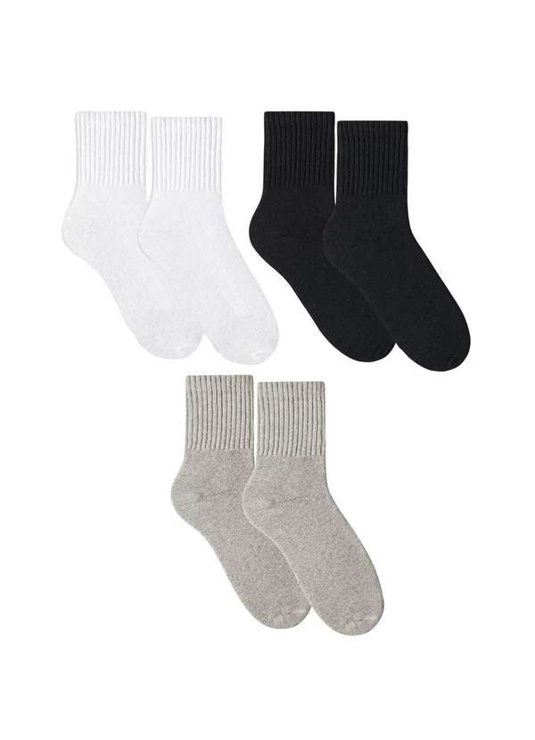 Selene - Kit 3 pares de Meia Selene Esportiva Cano Médio Masculina Branco 1