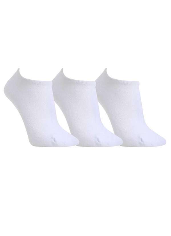 Selene - Kit 3 pares de Meia Selene Sapatilha Esportiva Masculino - Branco Branco