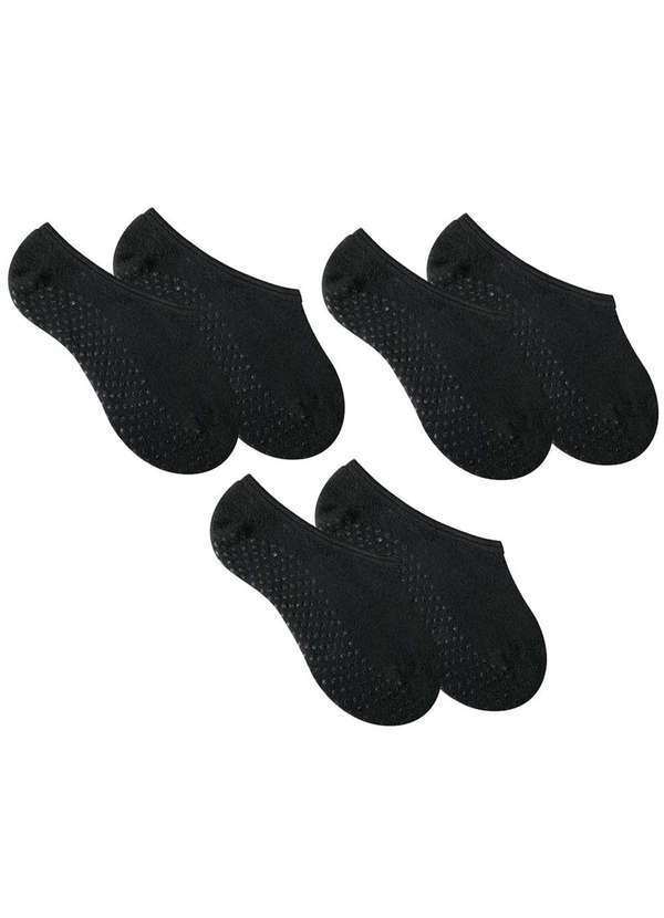 Selene - Kit 3 pares de Meia Selene Sapatilha Pilates Antiderrapante Preto