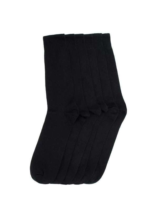 Selene - Kit 3 pares de Meia Selene Social Cano Longo Masculina - Preto Preto