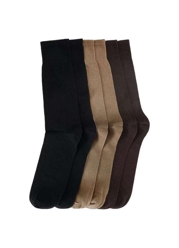 Selene - Kit 3 pares de Meia Selene Social Cano Longo Masculina Preto