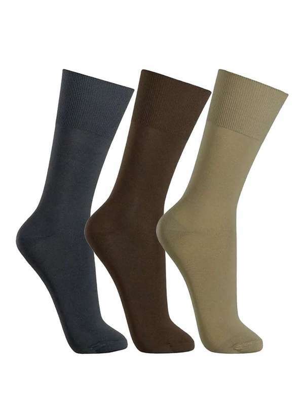 Selene - Kit 3 pares de Meia Selene Social Clássica Marrom