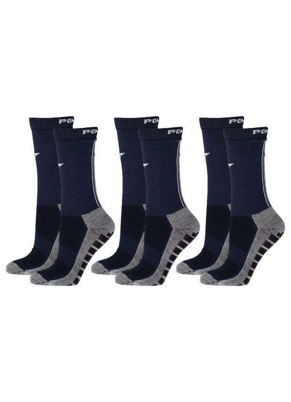 Penalty - Kit 3 pares de Meias Penalty Grip Masculina Azul