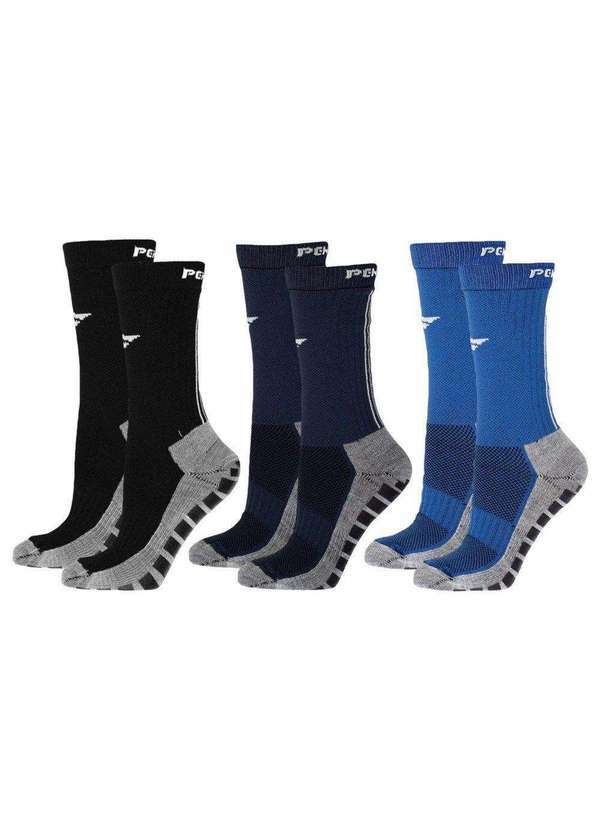 Penalty - Kit 3 pares de Meias Penalty Grip Masculina Azul