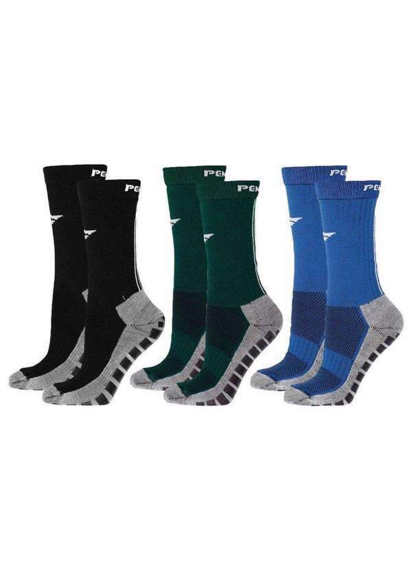 Penalty - Kit 3 pares de Meias Penalty Grip Masculina Azul