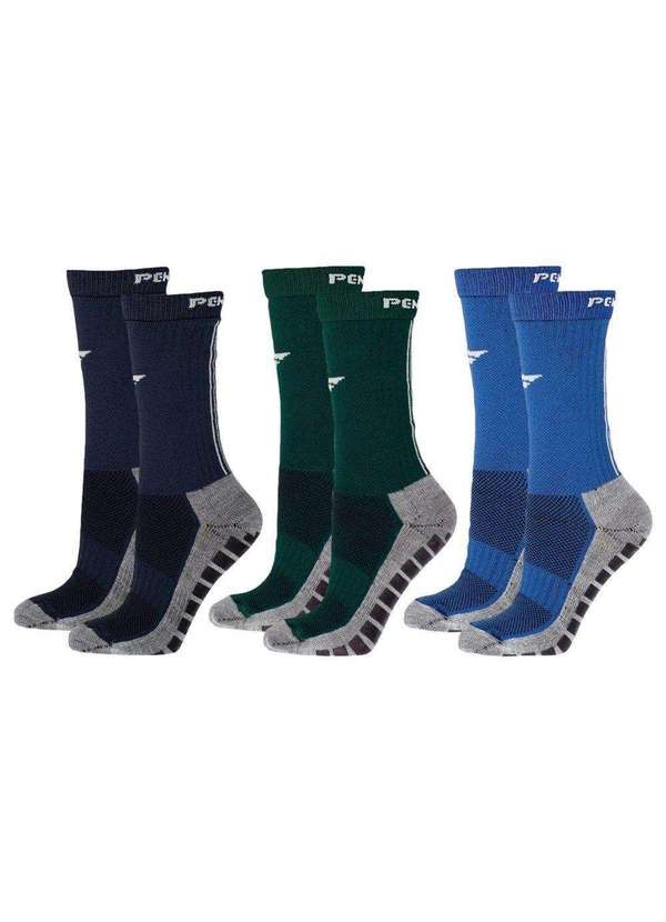 Penalty - Kit 3 pares de Meias Penalty Grip Masculina Azul