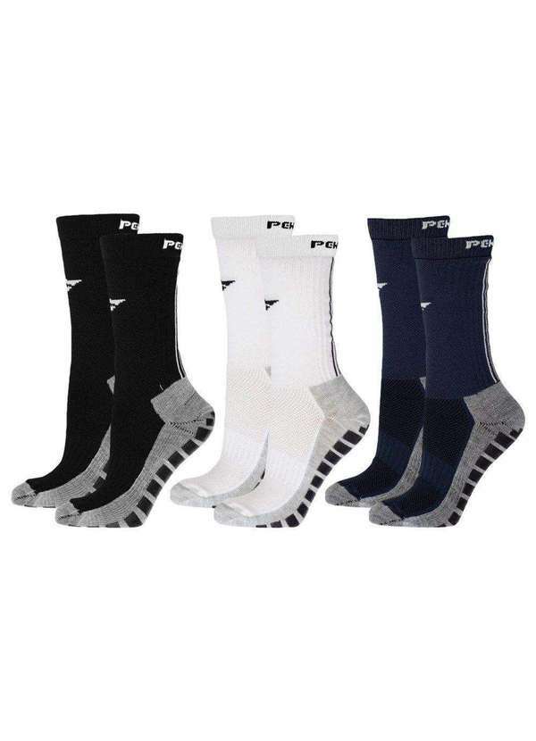 Penalty - Kit 3 pares de Meias Penalty Grip Masculina Preto