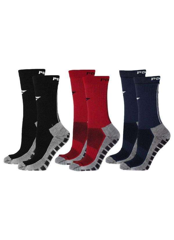 Penalty - Kit 3 pares de Meias Penalty Grip Masculina Vermelho