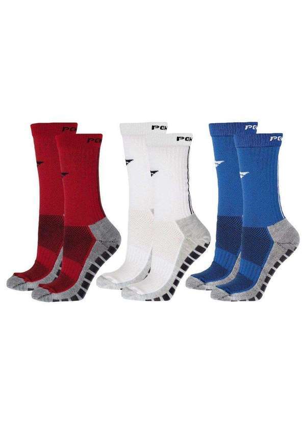 Penalty - Kit 3 pares de Meias Penalty Grip Masculina Vermelho