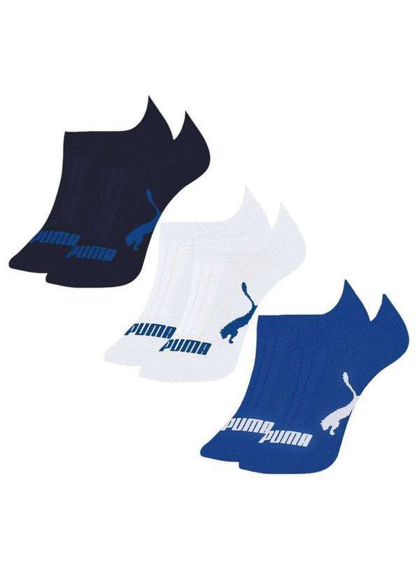 Puma - Kit 3 pares de Meias Puma Sapatilha Esportiva Masculina Azul