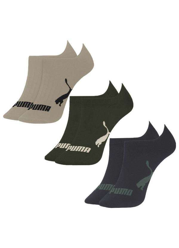 Puma - Kit 3 pares de Meias Puma Sapatilha Esportiva Masculina Verde