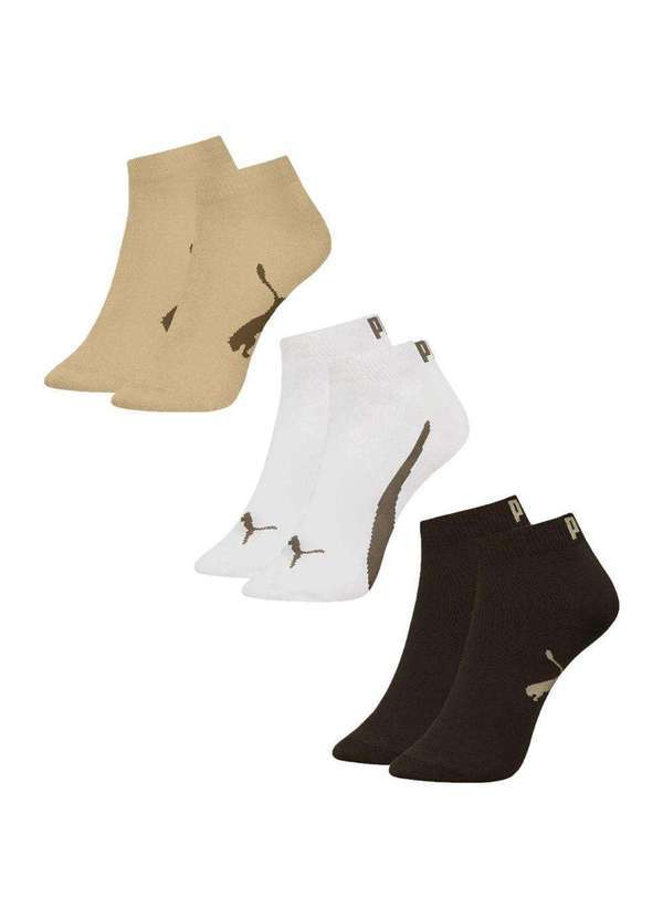 Puma - Kit 3 pares de Meias Puma Sapatilha Esportiva Masculina Branco