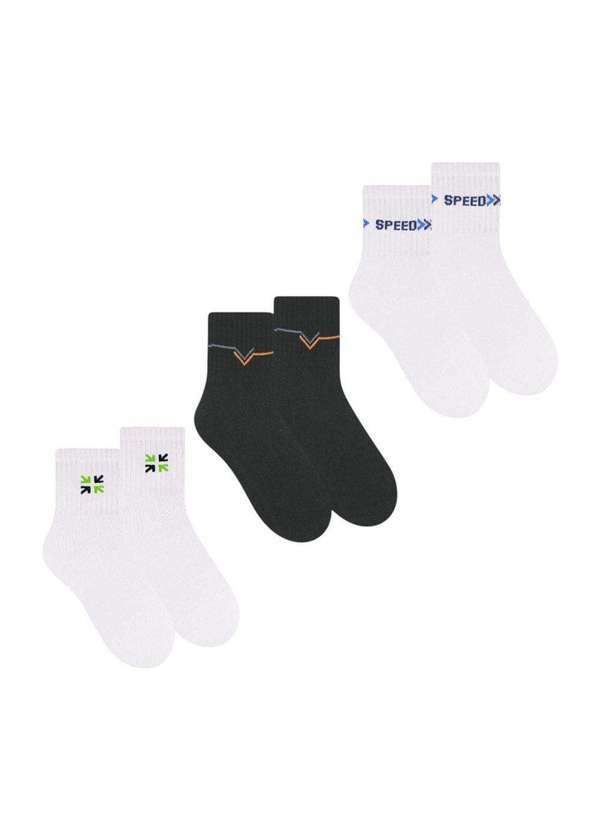 Selene - Kit 3 pares de Meias Selene Esportiva Cano Curto Masculina Branco