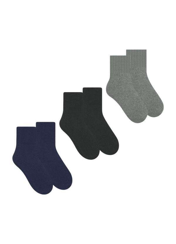 Selene - Kit 3 pares de Meias Selene Esportiva Cano Curto Masculina Azul