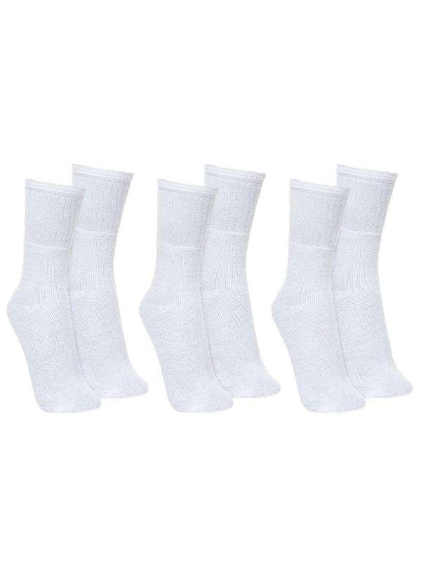 Selene - Kit 3 pares de Meias Selene Esportiva Masculina Branco