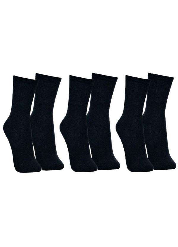 Selene - Kit 3 pares de Meias Selene Esportiva Masculina Preto