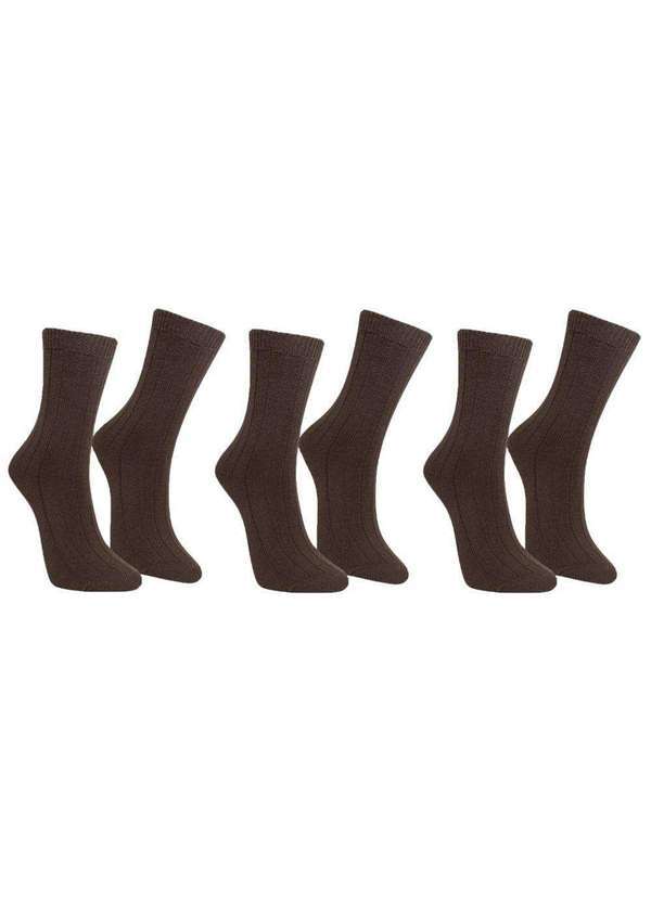 Selene - Kit 3 pares de Meias Selene Inverno Masculina Marrom