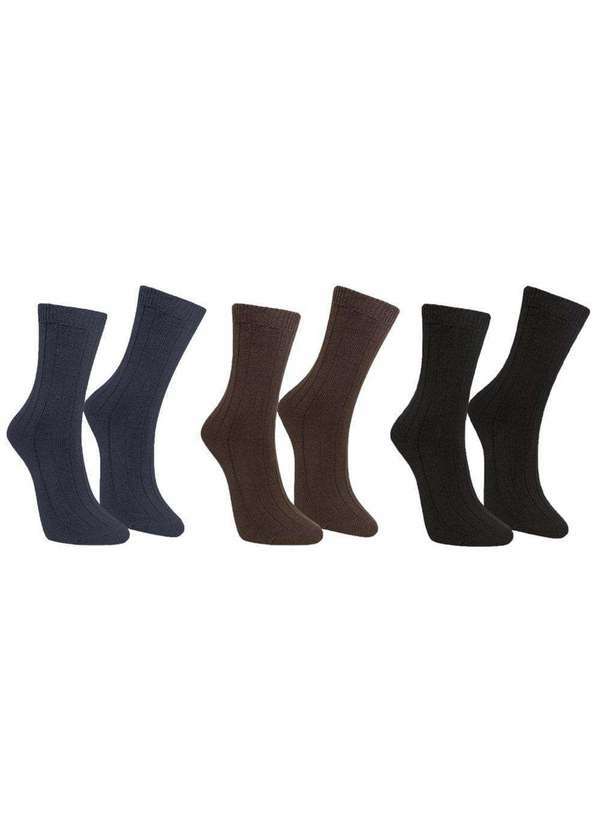 Selene - Kit 3 pares de Meias Selene Inverno Masculina Marrom