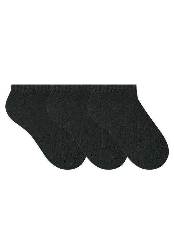 Selene - Kit 3 pares de Meias Selene Sapatilha Esportiva Unissex Preto