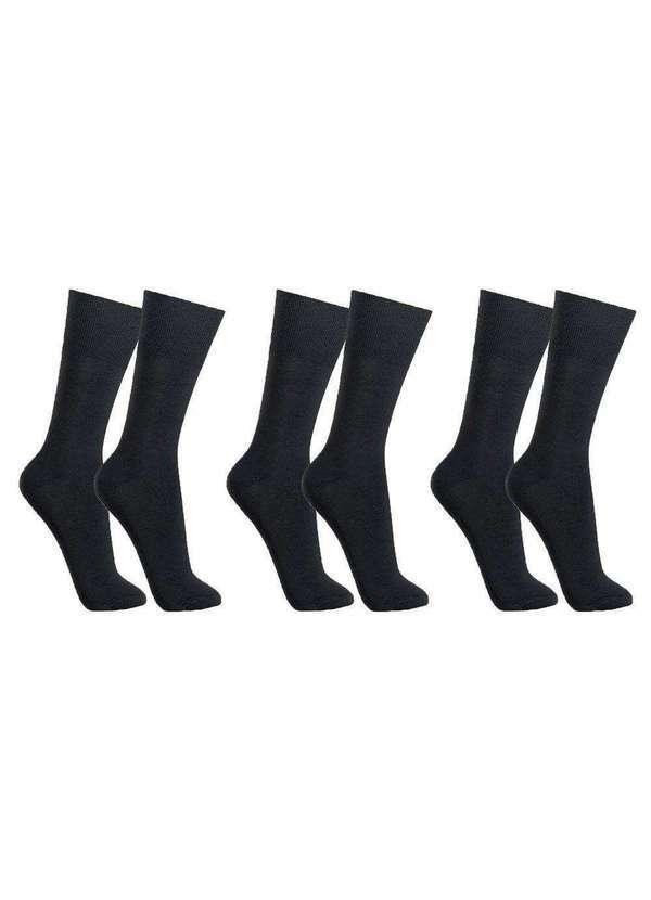 Selene - Kit 3 pares de Meias Selene Social Clássica Masculina Preto