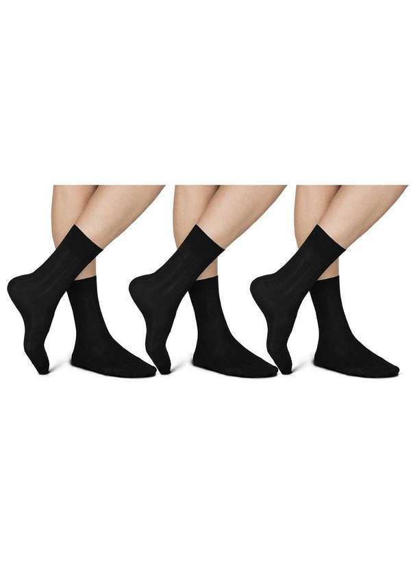 Selene - Kit 3 pares de Meias Social Selene Fio Escócia Premium Masculino Preto