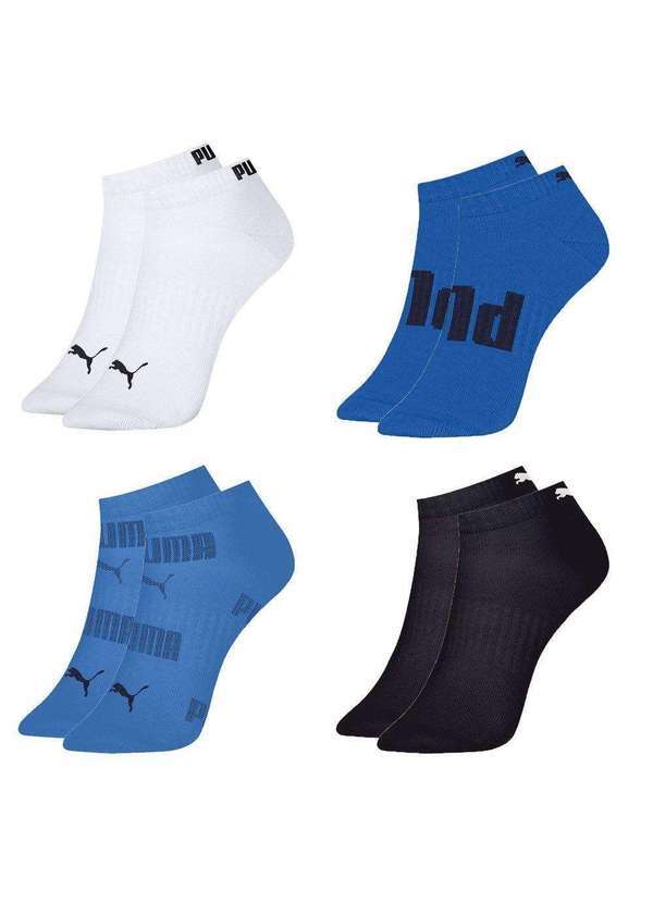 Puma - Kit 4 pares de Meias Puma Sapatilha Esportiva Masculino Azul