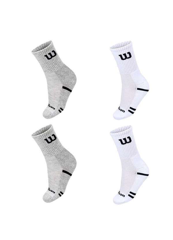 Wilson - Kit 4 pares de Meias Wilson Cano Longo Masculino Branco