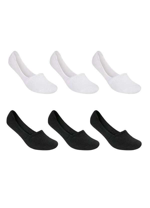 Selene - Kit 6 pares de Meia Selene Sapatilha Invisível Masculino Branco
