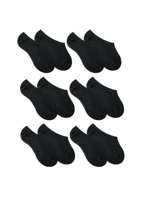 Selene - Kit 6 pares de Meia Selene Sapatilha Pilates Antiderrapante Preto