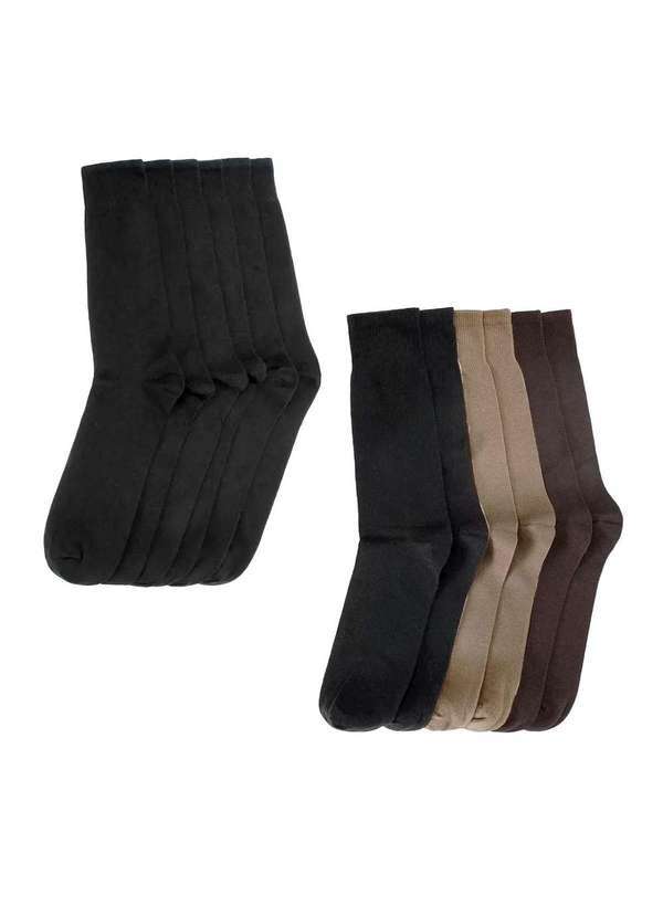 Selene - Kit 6 pares de Meia Selene Social Cano Longo Masculino Preto